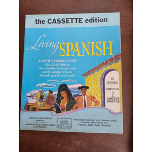 Living Spanish Language Course Cassette Edition One Size Blue White VINTAGE